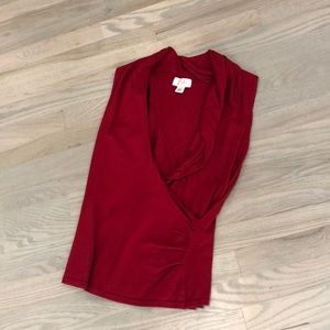 Ann Taylor Loft Red Faux Wrap Top Small